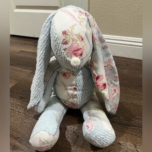 Baby lulu Patchwork Floral Plush Bunny - Pastel Blue & Cream
